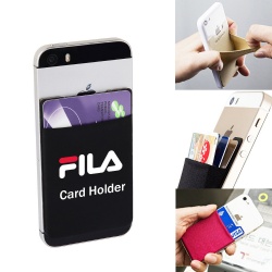 Elastic fabric adhesive mobile card holder