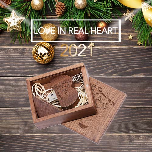 2021 ECO wood heart usb flash drive